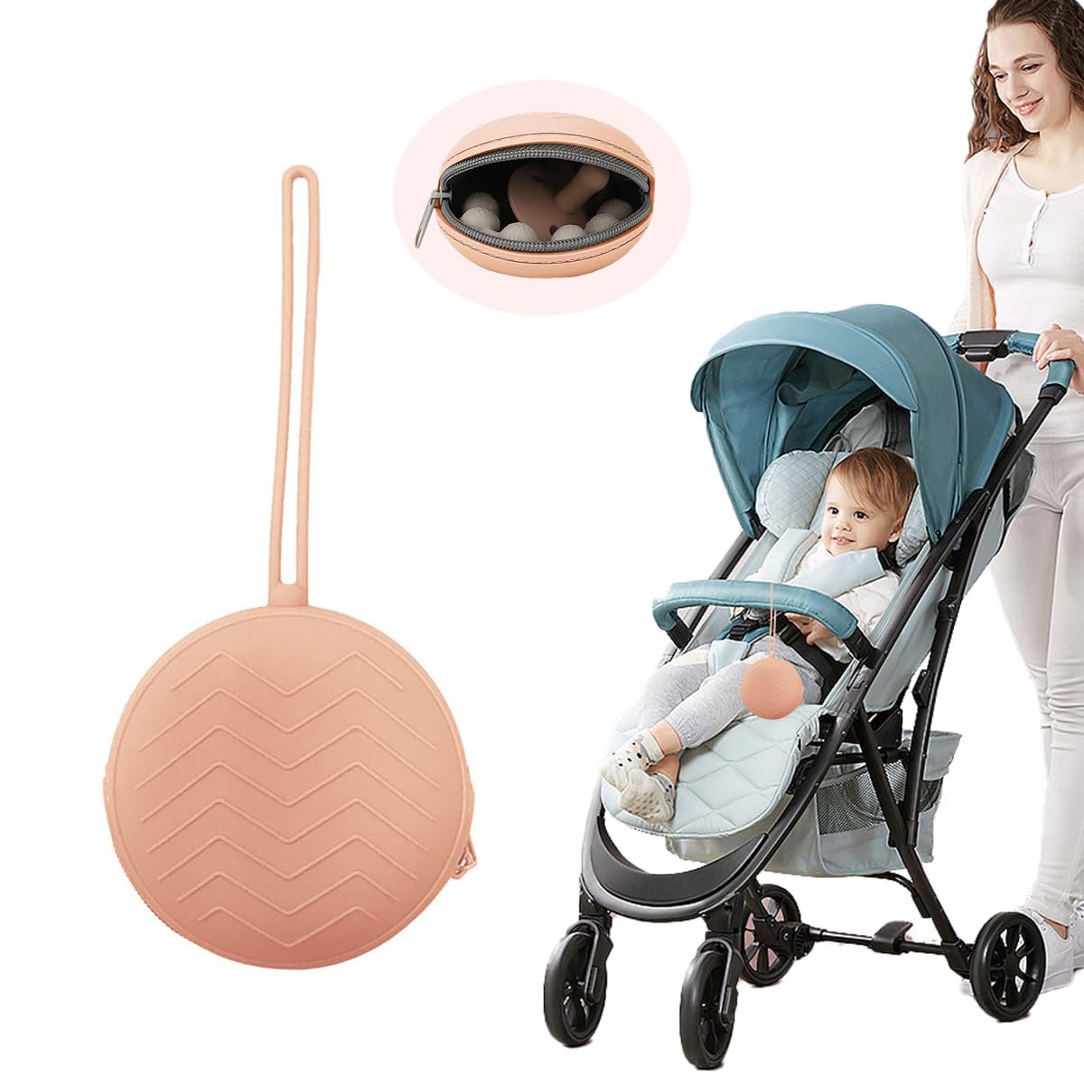 SNOWIE SOFT Portable Baby Pacifier Holder Case with Handstrap, BFA Free Silicone Pouch Pacifier Case Organizer Storage Bag, Travel Pacifier Storage Pouch Waterproof Dustproof Baby Pacifiers Newborn SNOWIE SOFT Portable Baby Pacifier Holder Case with Handstrap, BFA Free Silicone Pouch Pacifier Case Organizer Storage Bag, Travel Pacifier Storage Pouch Waterproof Dustproof Baby Pacifiers Newborn